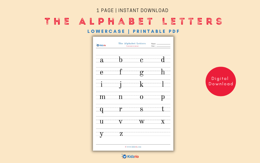 The Alphabet Letters - Lowercase Worksheet