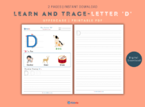 Learn and Trace Letter D (Uppercase)