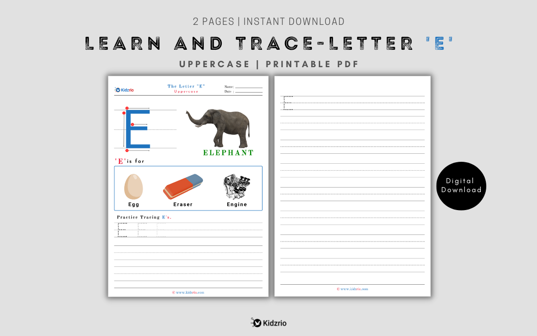 The Alphabets - Learn and Trace Letter E (Uppercase)