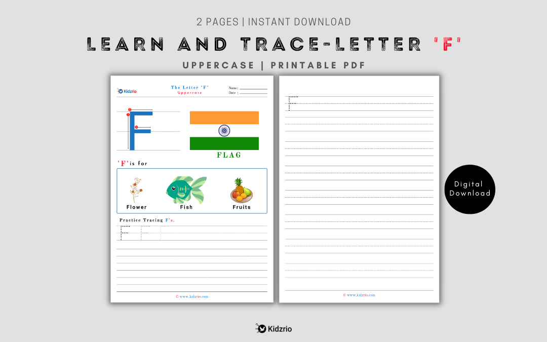 Learn and Trace Letter F (Uppercase)