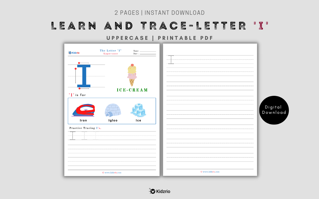 The Alphabets - Learn and Trace Letter I (Uppercase)