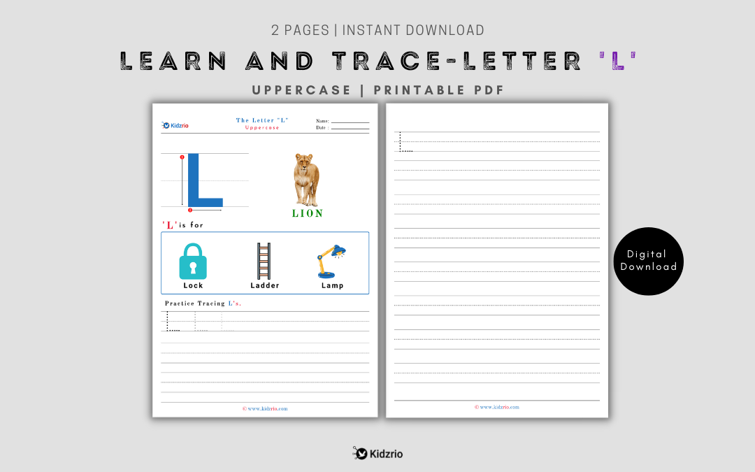 The Alphabets - Learn and Trace Letter L (Uppercase)