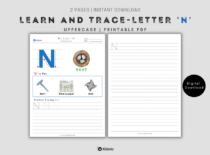 Learn and Trace Letter N (Uppercase)