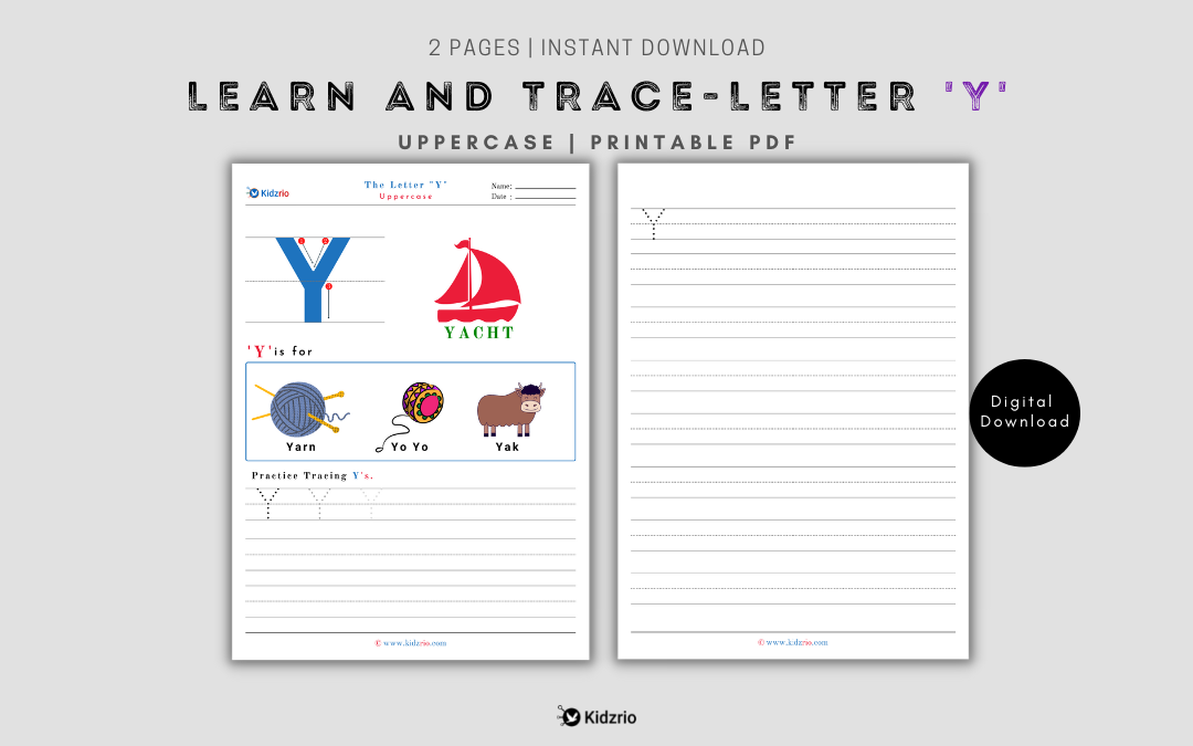 The Alphabets - Learn and Trace Letter Y (Uppercase)