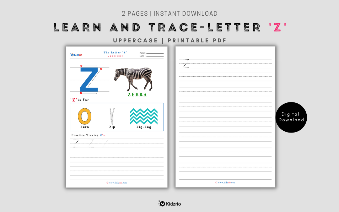 Learn and Trace Letter Z (Uppercase)