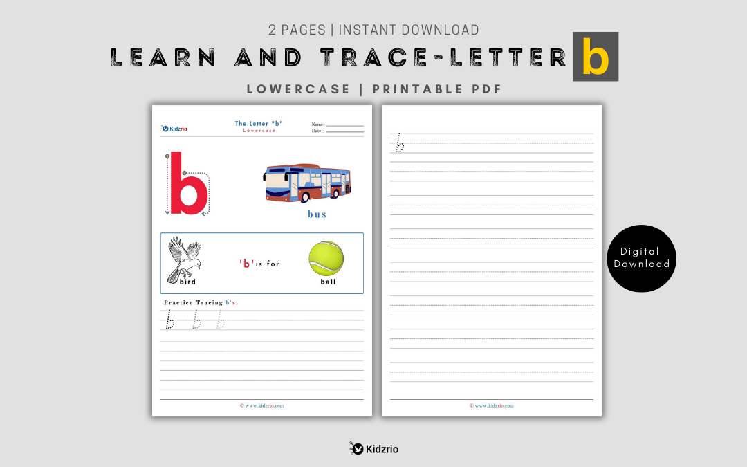 The Alphabets - Learn and Trace Letter b (Lowercase)