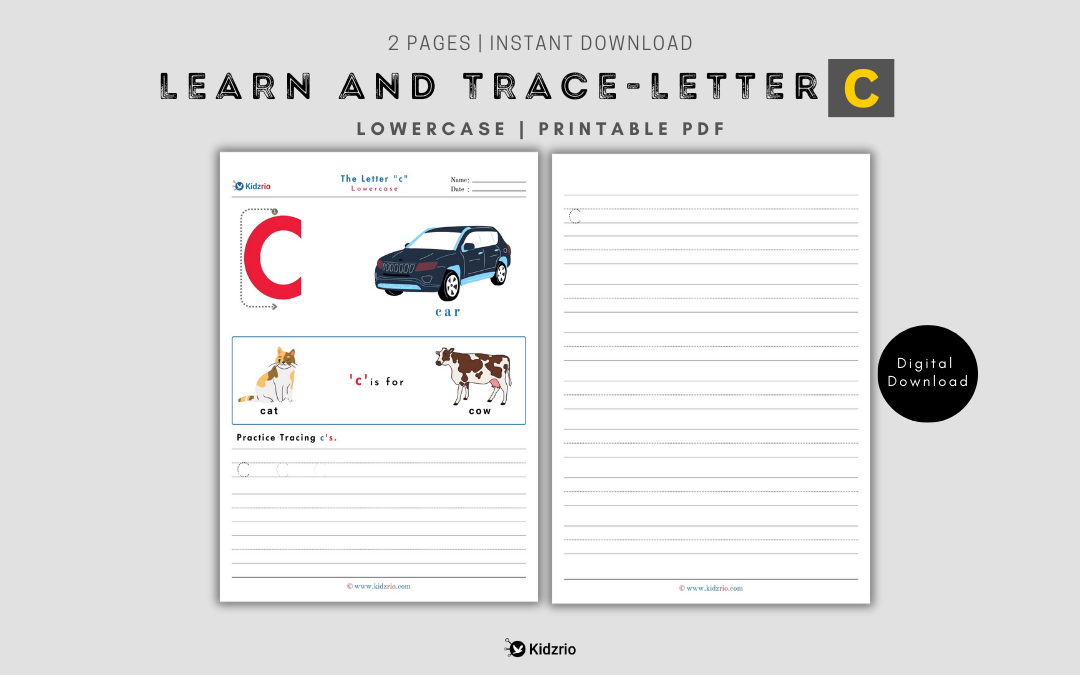 The Alphabets - Learn and Trace Letter c (Lowercase)