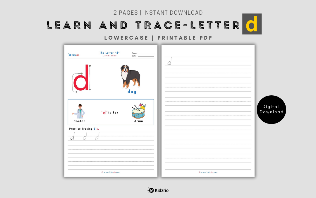 The Alphabets - Learn and Trace Letter d (Lowercase)