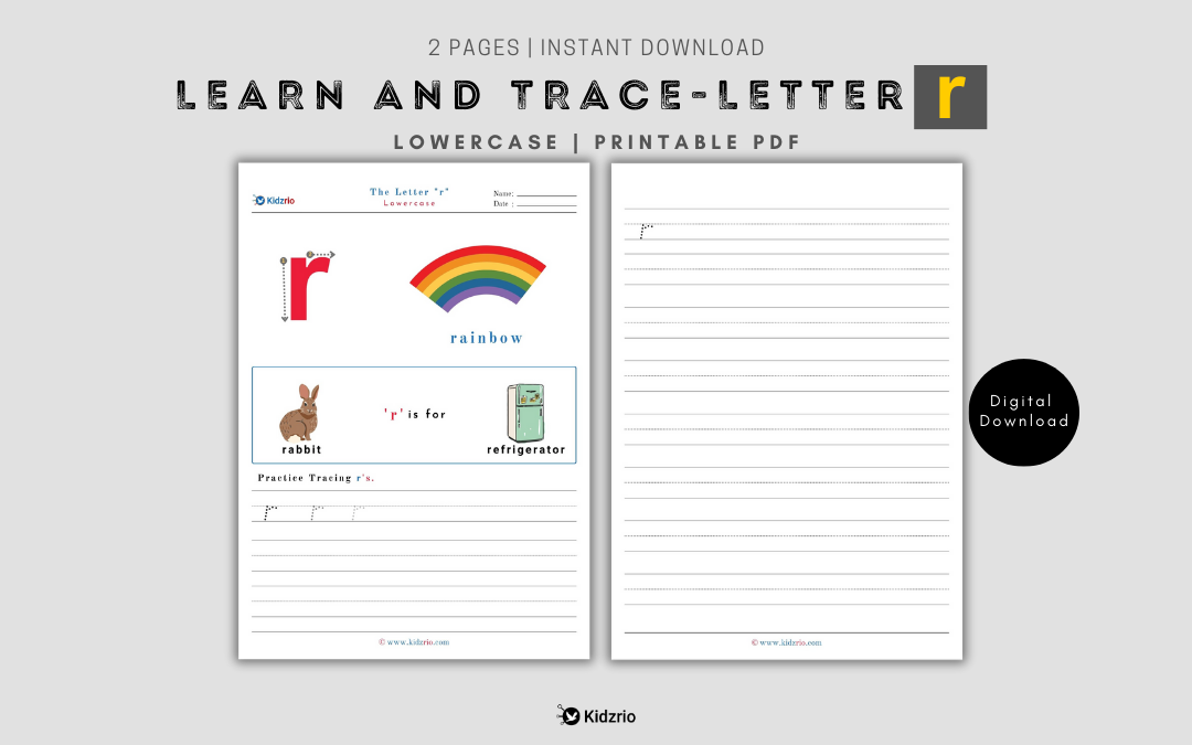The Alphabets - Learn and Trace Letter r (Lowercase)