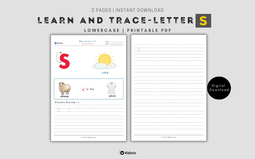 The Alphabets - Learn and Trace Letter s (Lowercase)