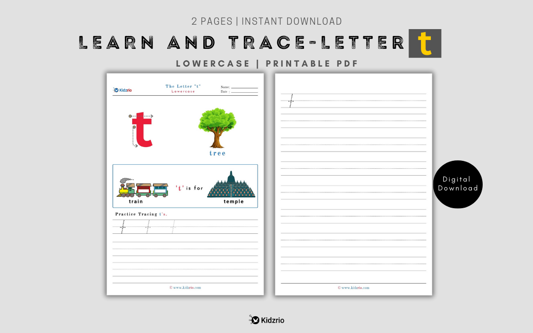 The Alphabets - Learn and Trace Letter t (Lowercase)