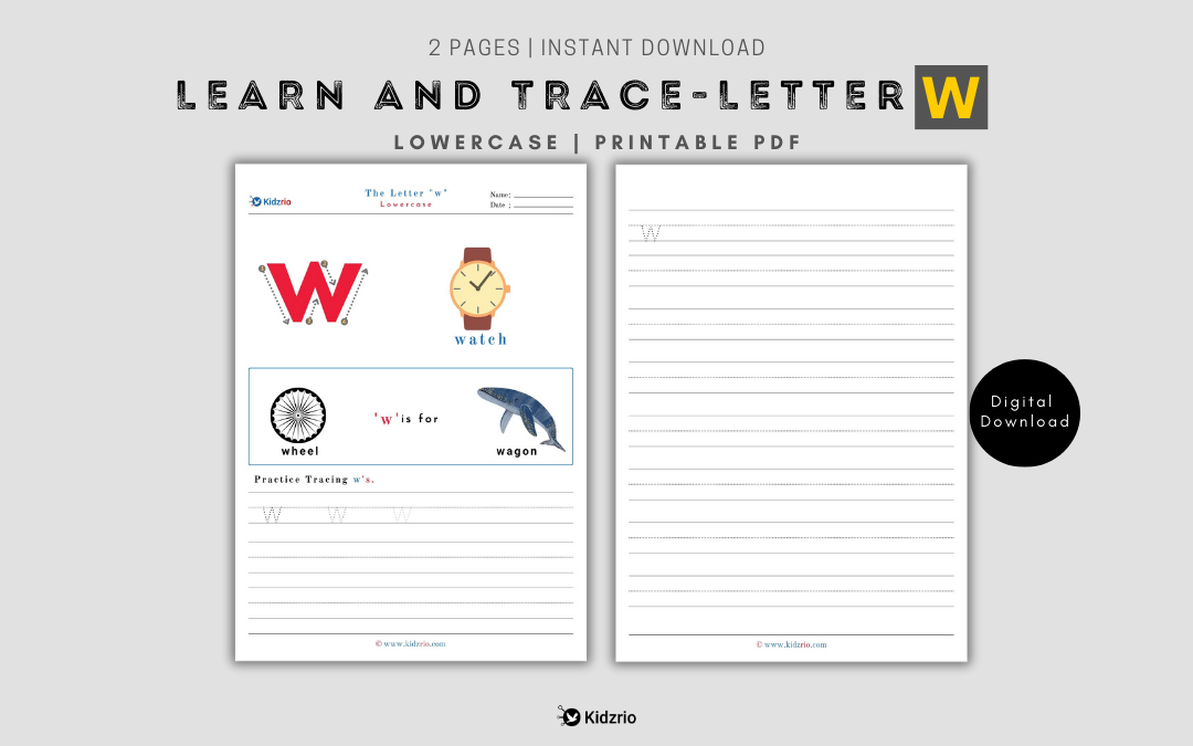 The Alphabets - Learn and Trace Letter w (Lowercase)