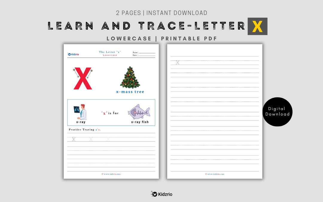 The Alphabets - Learn and Trace Letter x (Lowercase)