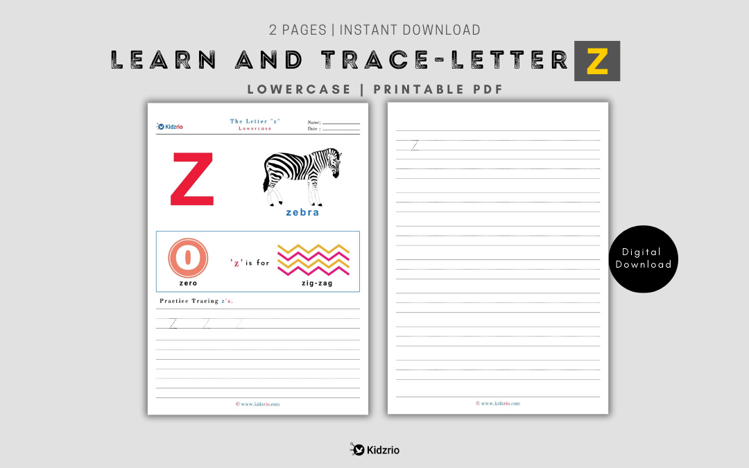 The Alphabets - Learn and Trace Letter z (Lowercase)