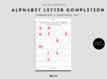 Alphabet Letter Completion - Fill the missing letter Lowercase