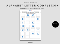 Alphabet Letter Completion - Fill the missing letter Uppercase