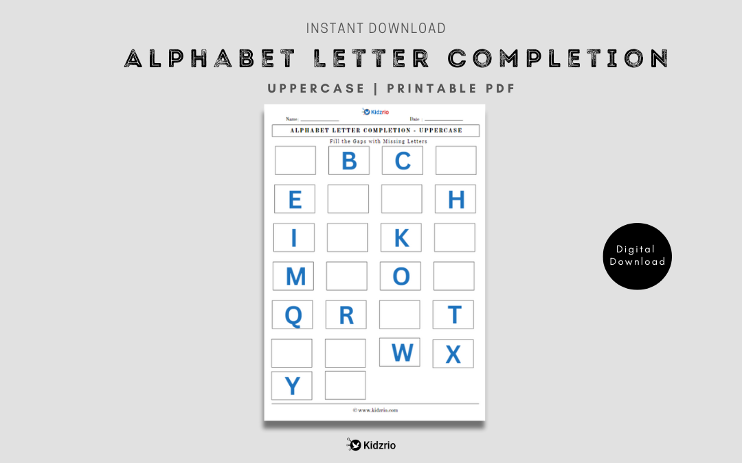 Alphabet Letter Completion - Fill the missing letter Uppercase