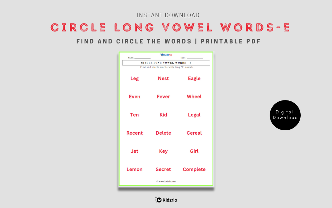 Circle Long Vowel Words - E